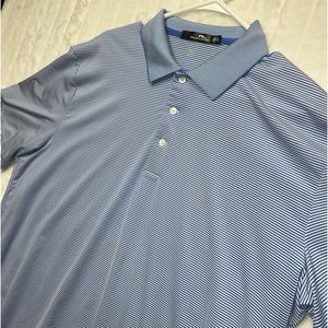 RLX Ralph Lauren Spyglass Blue Striped Performance Wicking Golf Polo Men’s XL
